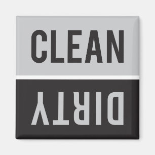 Clean Dirty Grey and Black Dishwasher Magnet