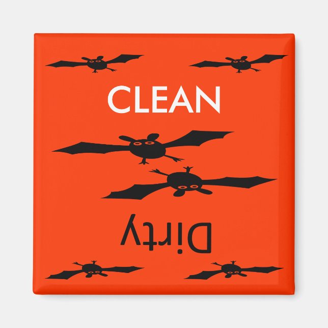 Clean dirty Halloween bat dishwasher Magnet (Front)