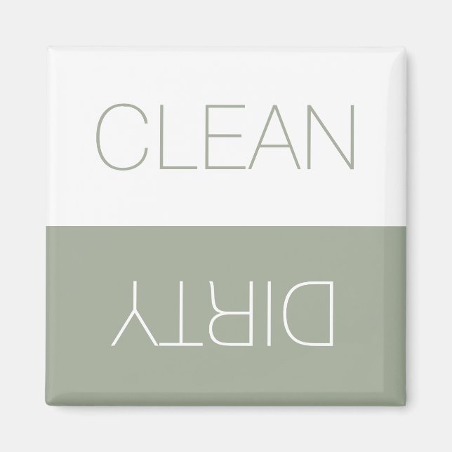 Clean Dirty indicator reversible dishwasher sage Magnet (Front)