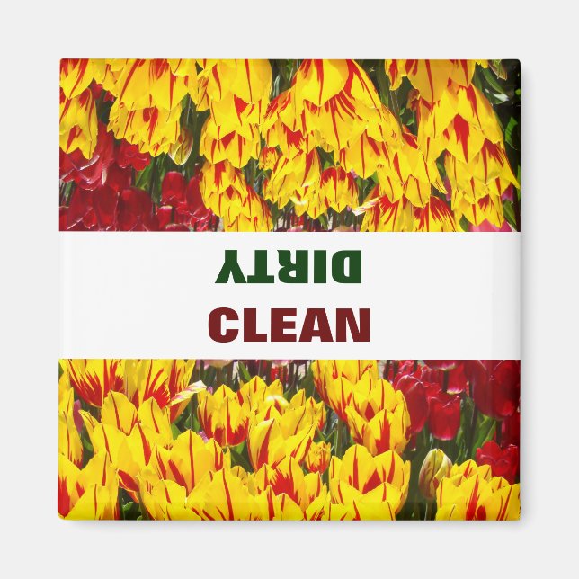 CLEAN DIRTY magnets dishwasher magnet Tulips (Front)