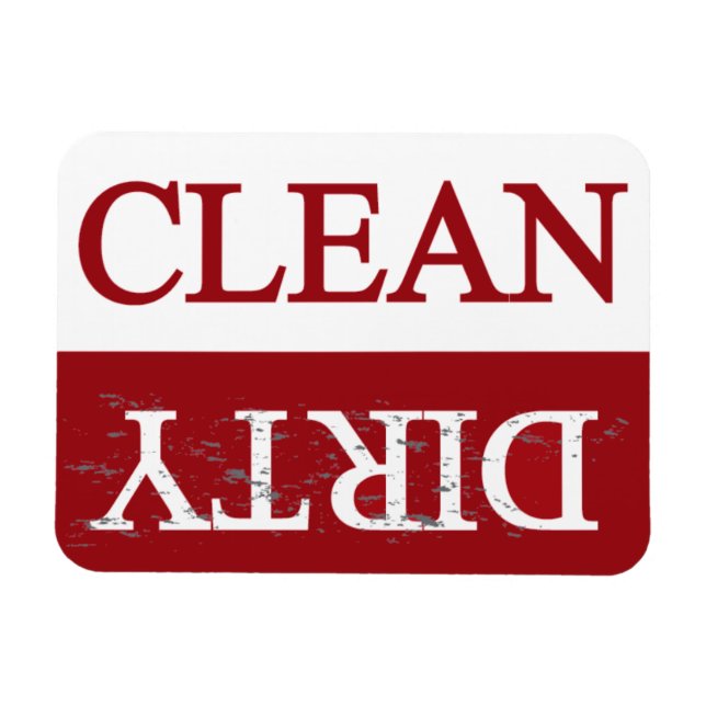 Clean dirty maroon dishwasher magnet (Horizontal)