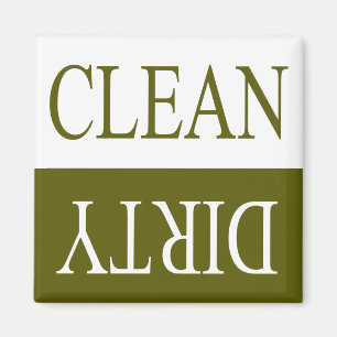 Clean dirty-Olive green dishwasher magnet