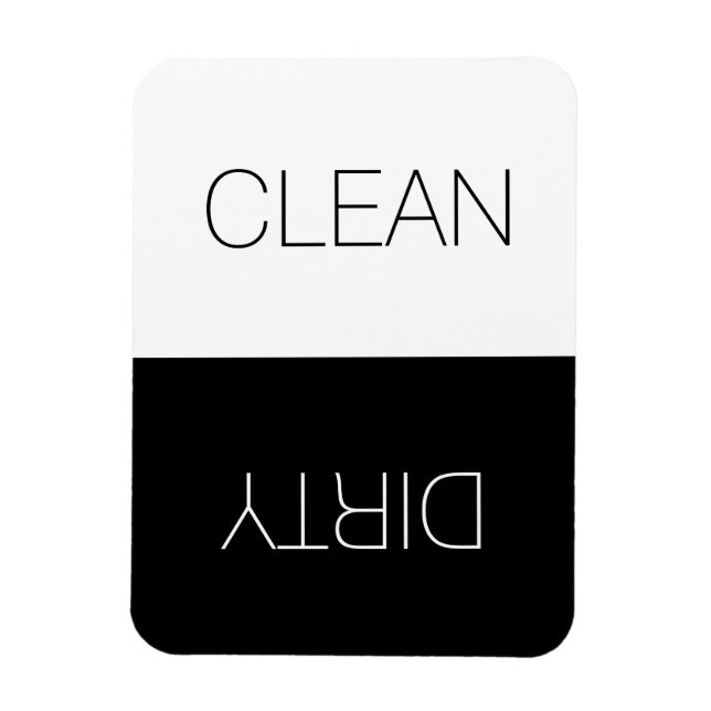 Clean Dirty, ON OFF Dishwasher Laundry black white Magnet (Vertical)