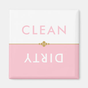 Clean Dirty Pink And White Dishwasher Magnet