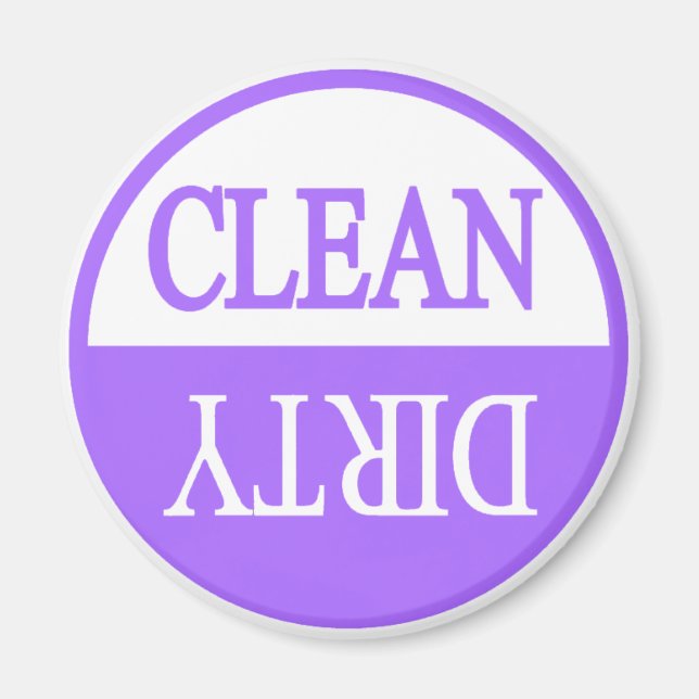 Clean dirty purple dishwasher magnet (Front)