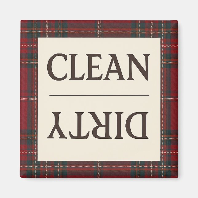 Clean Dirty Royal Stewart Plaid Dishwasher Magnet (Front)