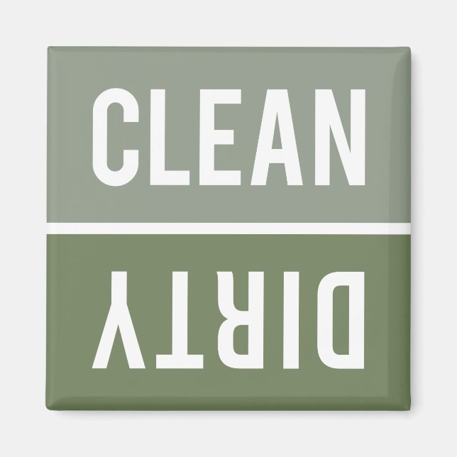 Clean Dirty Sage Olive Green Dishwasher Magnet (Front)