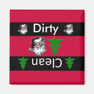 Clean dirty santa christmas dishwasher magnets