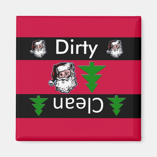 Clean dirty santa christmas dishwasher magnets (Front)