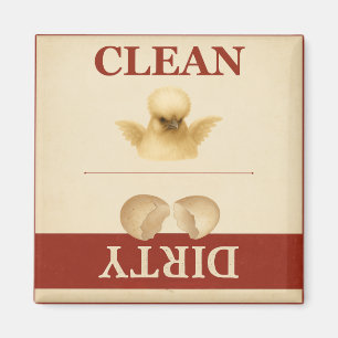 Clean Dirty Silkie Chicken Cute Dishwasher Magnet