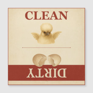 Clean Dirty Silkie Chicken Dishwasher Magnet Card