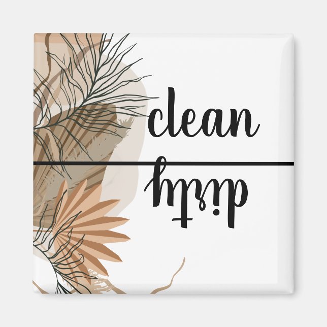 Clean Dirty terracotta Boho Tropical Dishwasher Magnet (Front)