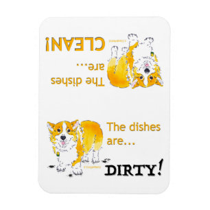 Clean Dishes / Dirty Dishes Corgi (3x4) Magnet