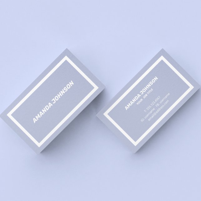 Clean Dust Pastel Blue White Border Social Media Business Card (Creator Uploaded)