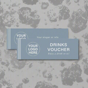 Clean Dusty Blue Drink Voucher Business Logo Mini Business Card