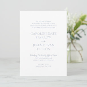 Clean Dusty Blue Elegant Wedding Invitation