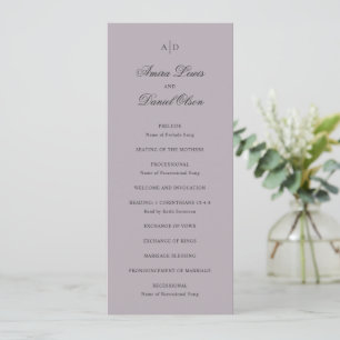 Clean Dusty Lilac Classic Wedding Program