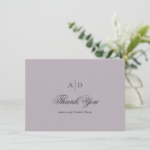 Clean Dusty Lilac Classic Wedding Thank You Card
