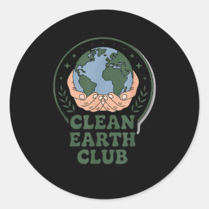 Clean earth club - eco kids environmental badge classic round sticker
