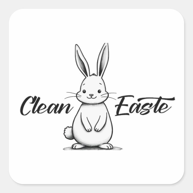 Clean Easter – Minimal Bunny Design - Autocolante Square Sticker (Front)