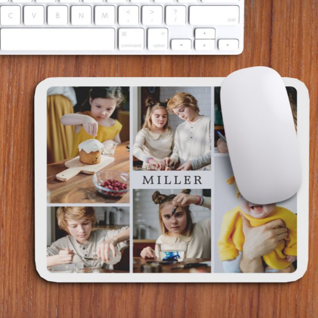 Clean Elegant Family 6 Photo Collage Mouse Pad (Creator Uploaded)