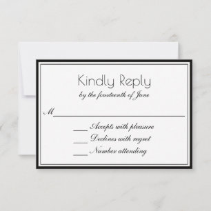 Clean Elegant RSVP with Any Colour Border Card