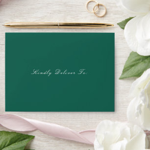 Clean Emerald Green Elegant Wedding Envelope