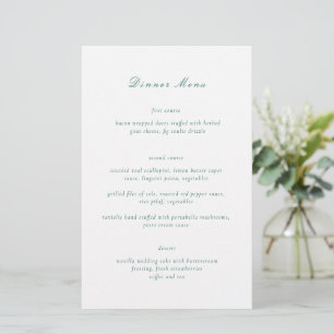 Clean Emerald Green Elegant Wedding Menu