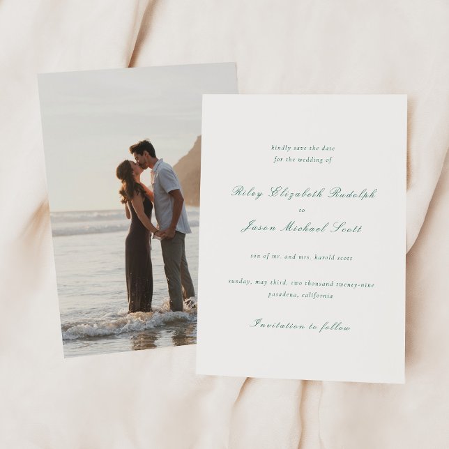 Clean Emerald Green Elegant Wedding Save The Date (Creator Uploaded)