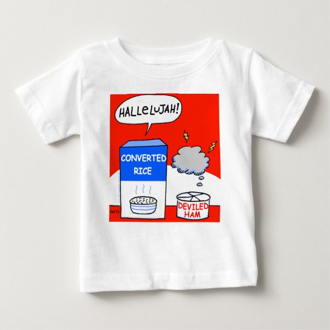Clean Funny Evangelical Christian Cartoon Baby T-Shirt (Front)