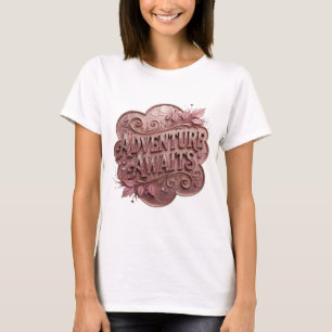 Clean Gold ADVENTURE AWAITS Print T-Shirt