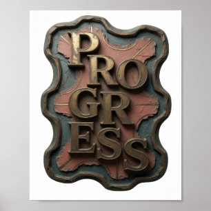 Clean Gold PROGRESS Statement Design Poster