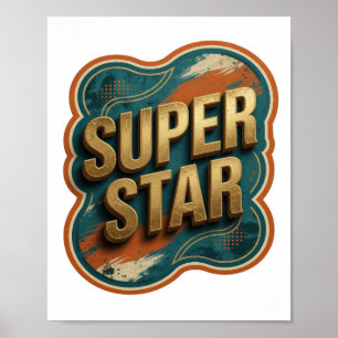 Clean Gold SUPER STAR Design Poster