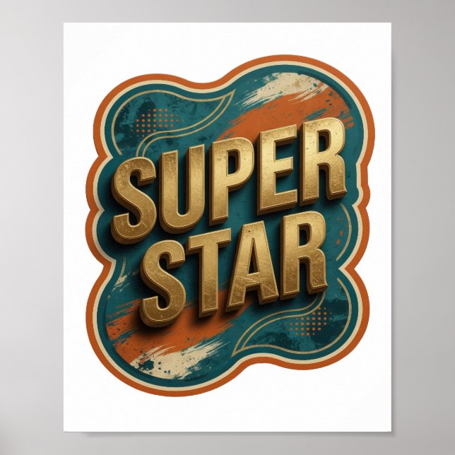 Clean Gold SUPER STAR Design Poster (Front)