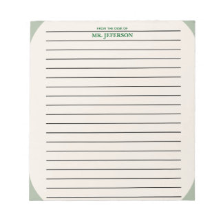 Clean Green Teacher Lined Paper From The Desk Of  Notepad
