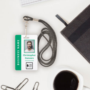 Clean Green White Add Your Logo Office Employee ID Badge