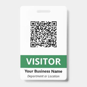 Clean Green White Visitor Your QR Code ID Badge