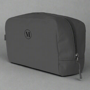 Clean Grey Black l Elegant Luxury Monogrammed Dopp Kit