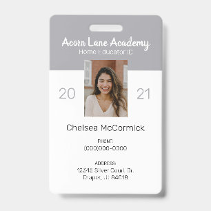 Clean Grey Homeschool Educator ID Badge