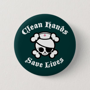 Clean Hands Save Lives 6 Cm Round Badge
