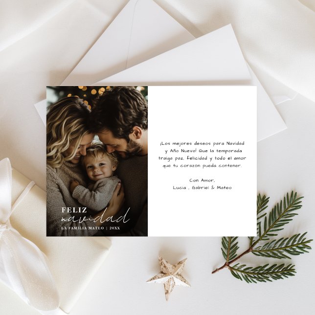 Clean Handwriting Feliz Navidad Christmas Photo Holiday Card (Creator Uploaded)