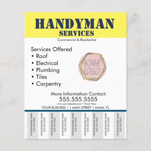 Clean Handyman Plumbing Services Tear Off  Flyer (Front)