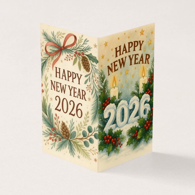 clean happy new year 2026 business card (Outside)