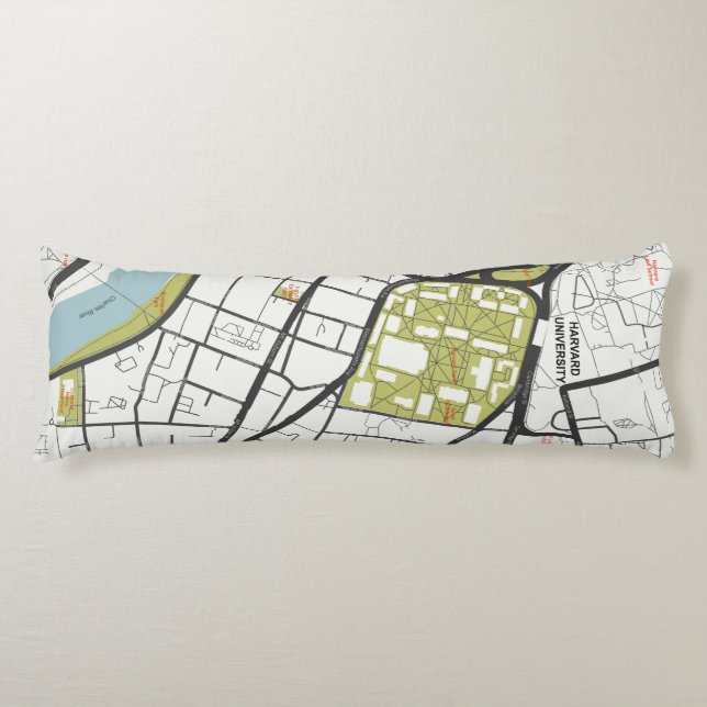 CLEAN HARVARD UNIVERSITY MASSACHUSETTS OUTLINE MAP BODY CUSHION (Front)