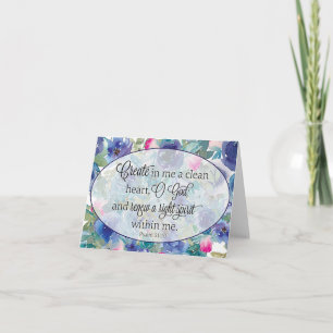 Clean heart blue and pink floral card