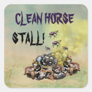 Clean horse stall from fly boots story square sticker