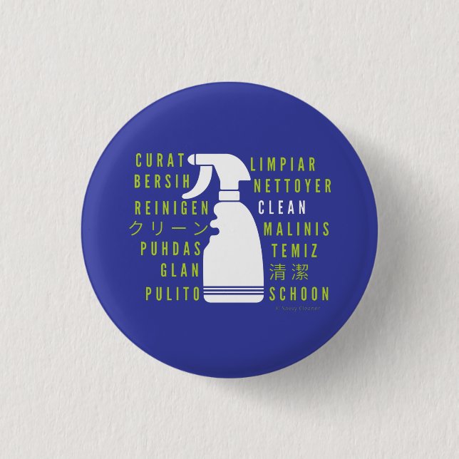 Clean in Every Language 3 Cm Round Badge (Front)
