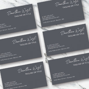 Clean Iron Grey Name In Signature Script One Sided Business Card
