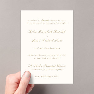 Clean Ivory and Gold Elegant Wedding Acrylic Invitations