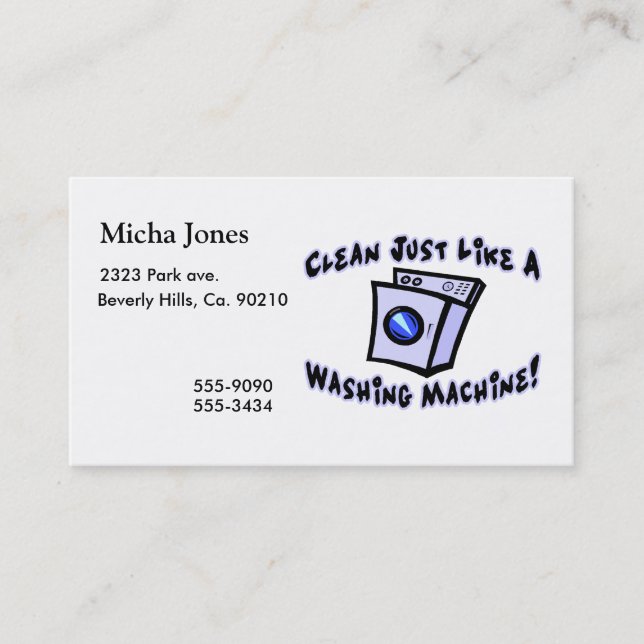 Clean Just Like A Washing Machine Business Card (Front)